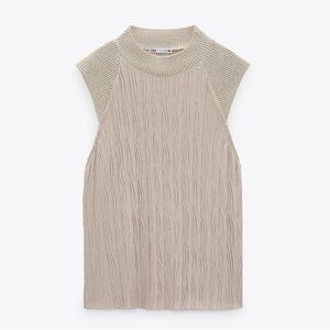 Zara Combined Pleated Tank Top in Sand/Tan